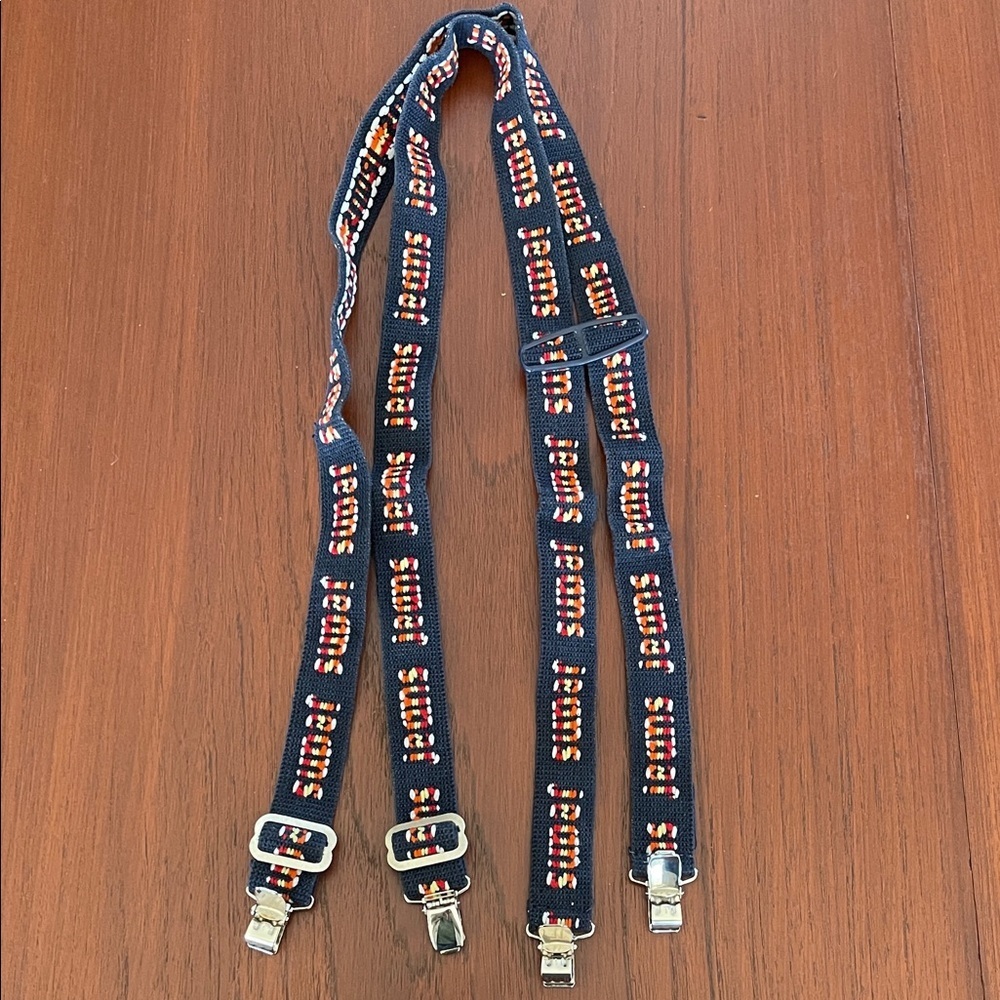 1970s Navy Suspenders with JEANS Logo